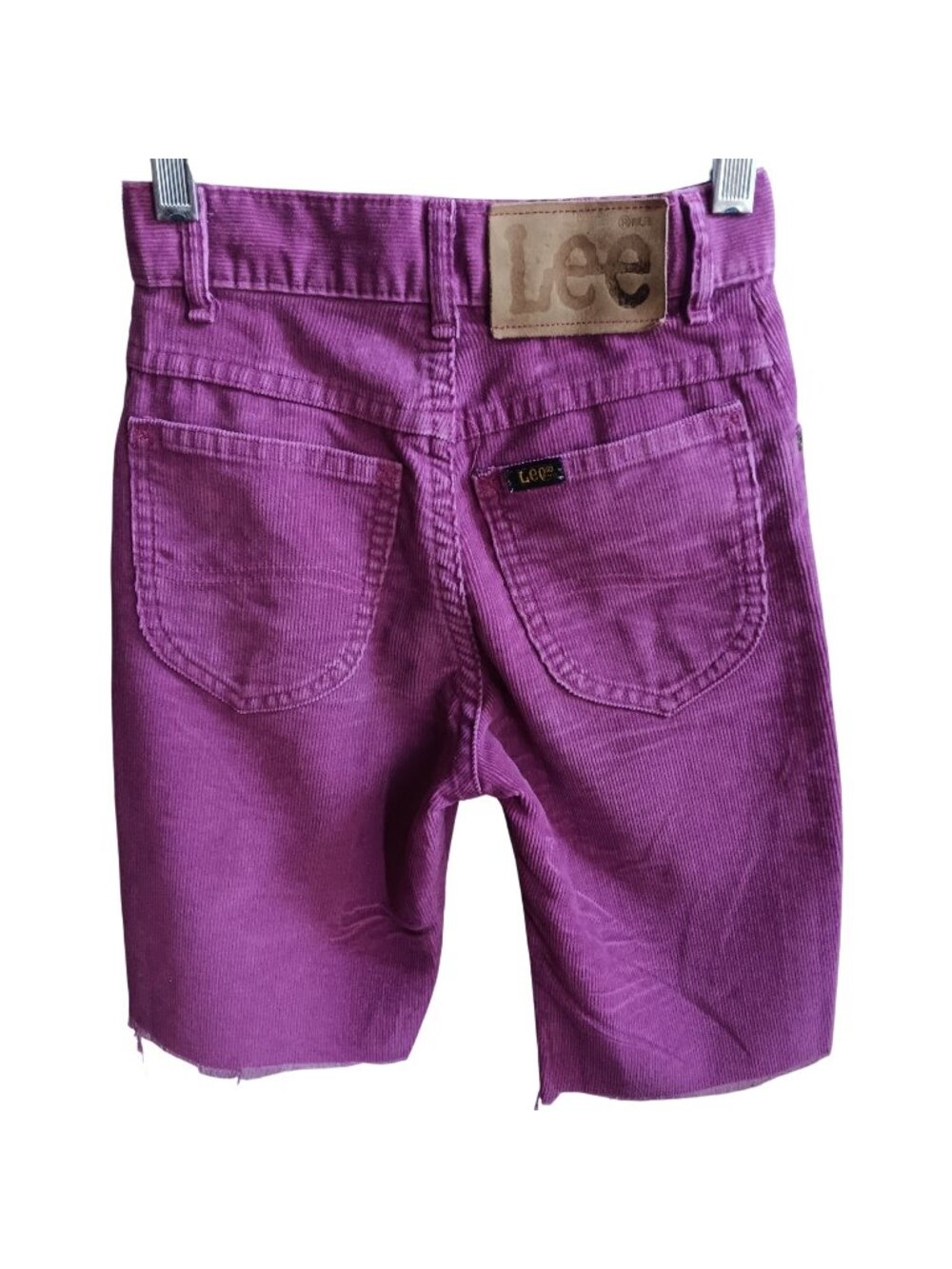 Vintage Shorts Girls 10 21" Lee Purple Magenta Corduroy Frayed Hem Cutoff 1980's